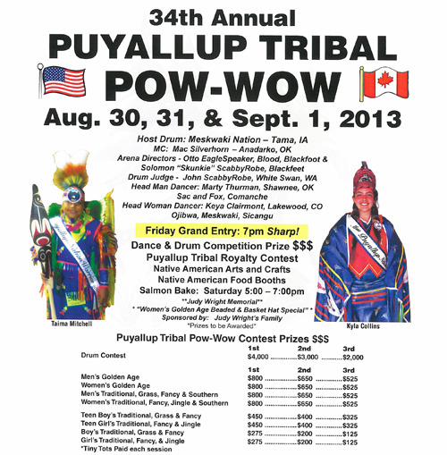 34th Annual Puyallup Tribal Pow Wow, Aug 30Sept 1 Tulalip